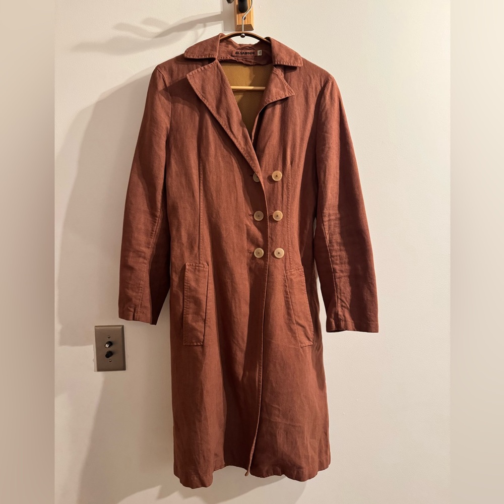 Jil Sander Rust Color Linen Coat size 36